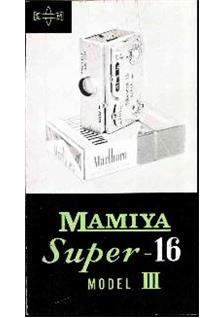 Mamiya 16 Super manual. Camera Instructions.